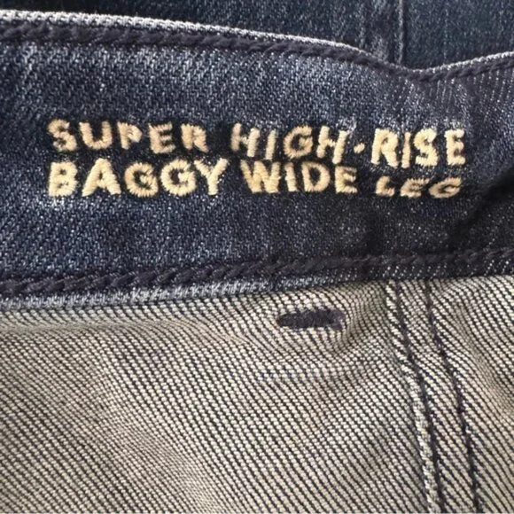 American Eagle Super High Rise Baggy Wide Leg Blue Jeans Size 12 - Picture 13 of 13